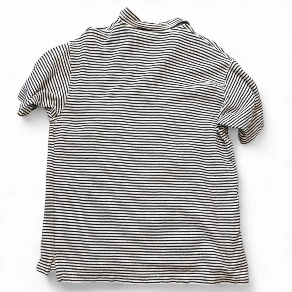 Vintage 90s Eddie Bauer Navy & White Striped Quarter Zip Polo, Men's Size L